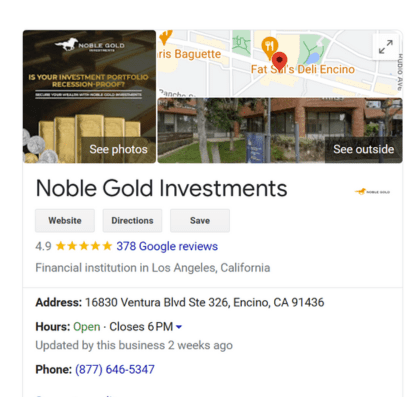 noble gold investment reviews on google