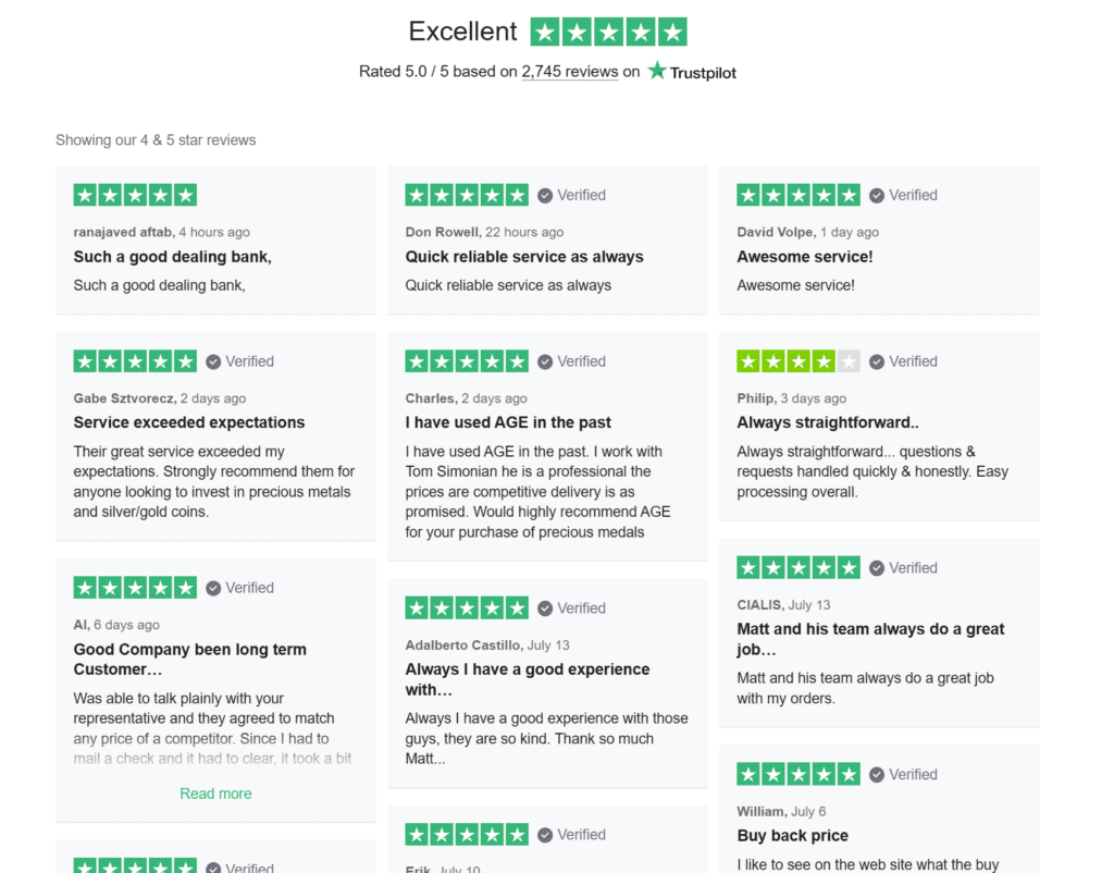 American Gold Exchange reviews from Trustpilot